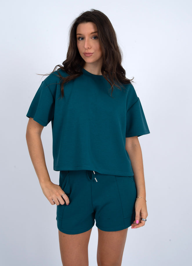 tess soft knit tee- trekking green