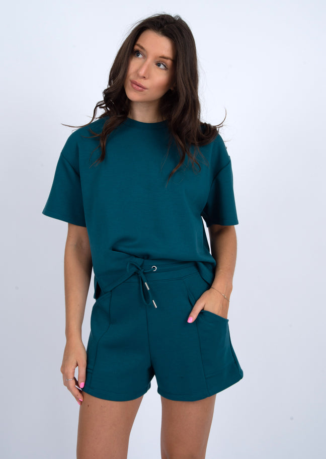 tess soft knit tee- trekking green