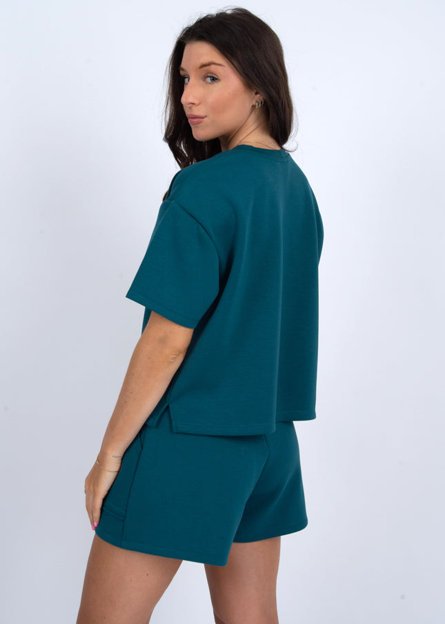 tess soft knit tee- trekking green