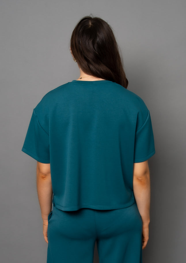 tess soft knit tee- trekking green