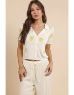 citron embroidered lemons knit shirt