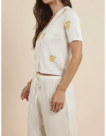 citron embroidered lemons knit shirt