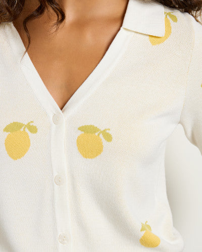 citron embroidered lemons knit shirt