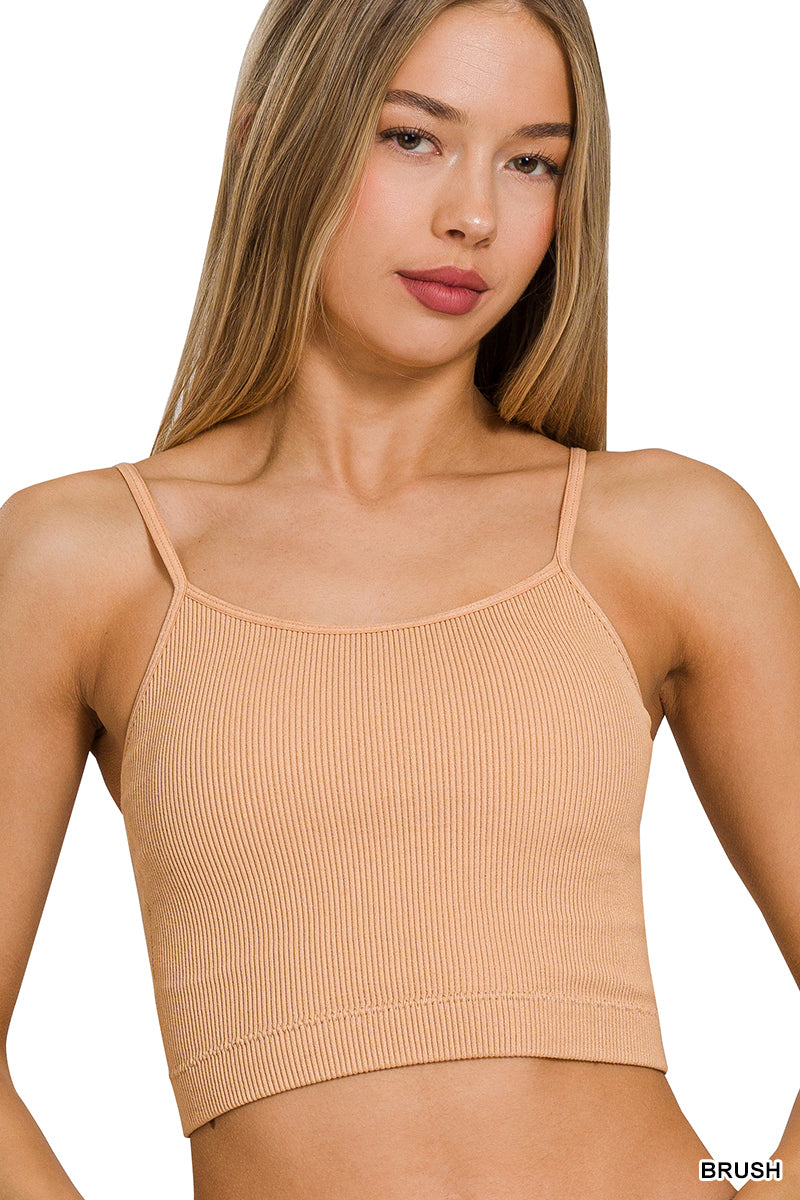 ribbed seamless cropped padded cami