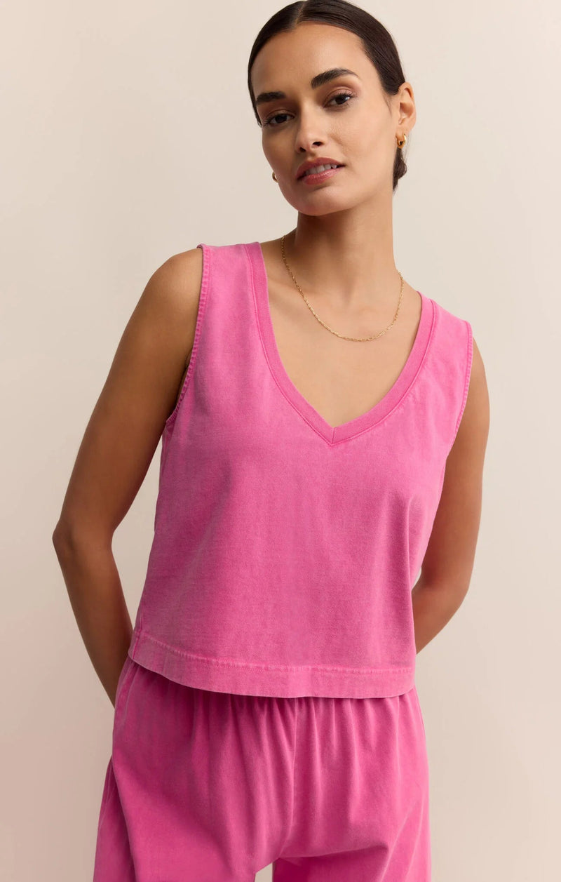 sloane v-neck top- island pink