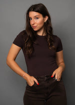 roxi short sleeve top- walnut