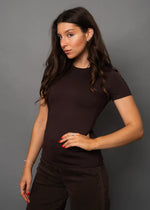 roxi short sleeve top- walnut