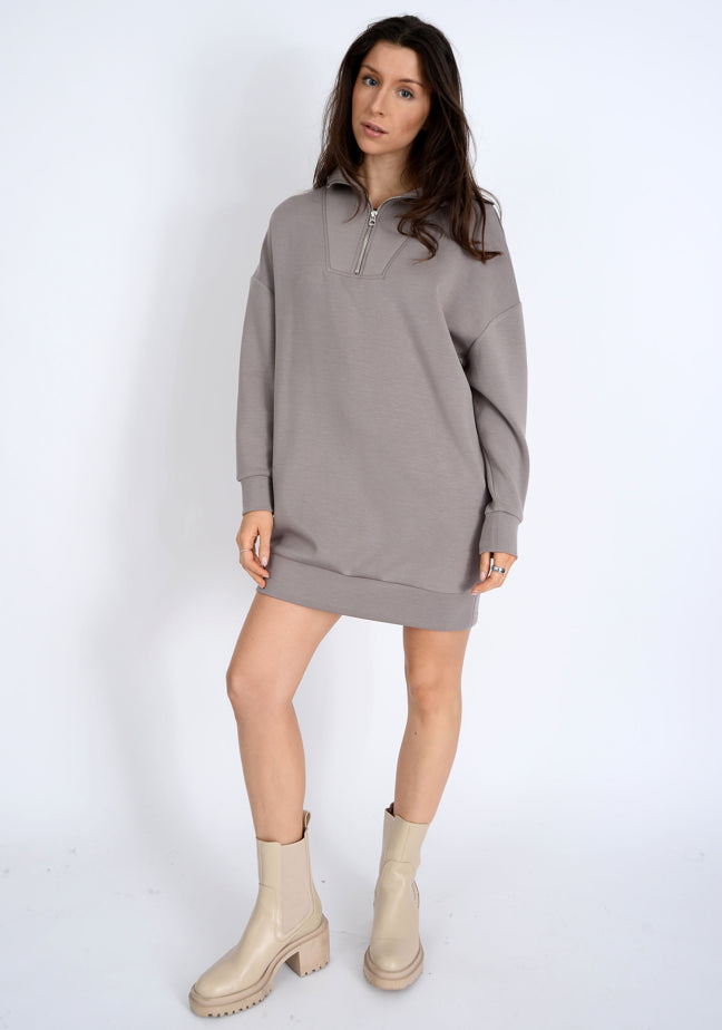 seanni soft knit half zip dress