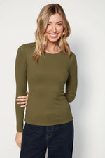 roxi ribbed longsleeve top- olive