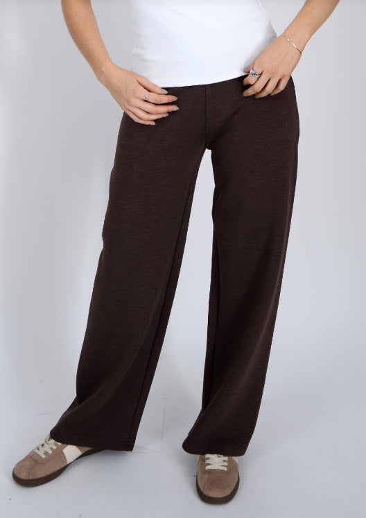 victoria straight leg pant- brown melange