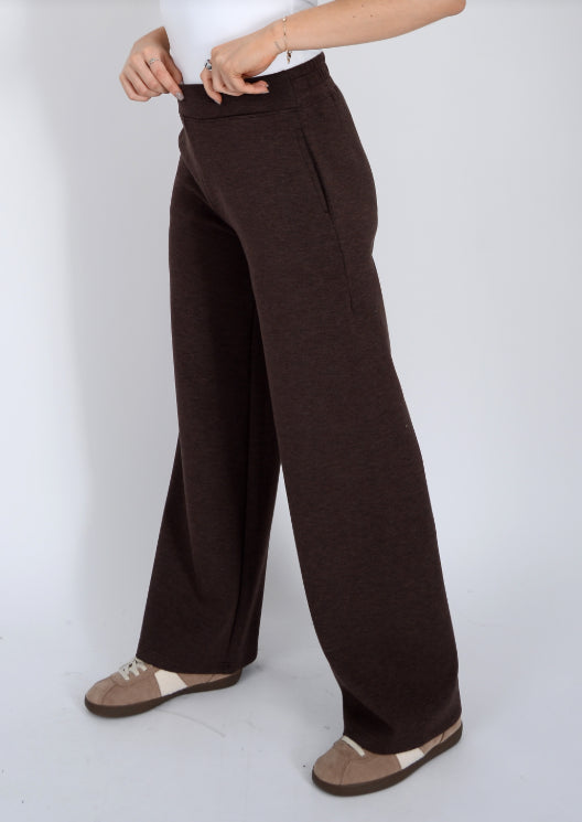 victoria straight leg pant- brown melange