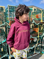 the outport KIDS hoodie- maroon