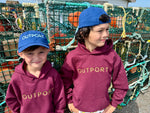 the outport KIDS hoodie- maroon