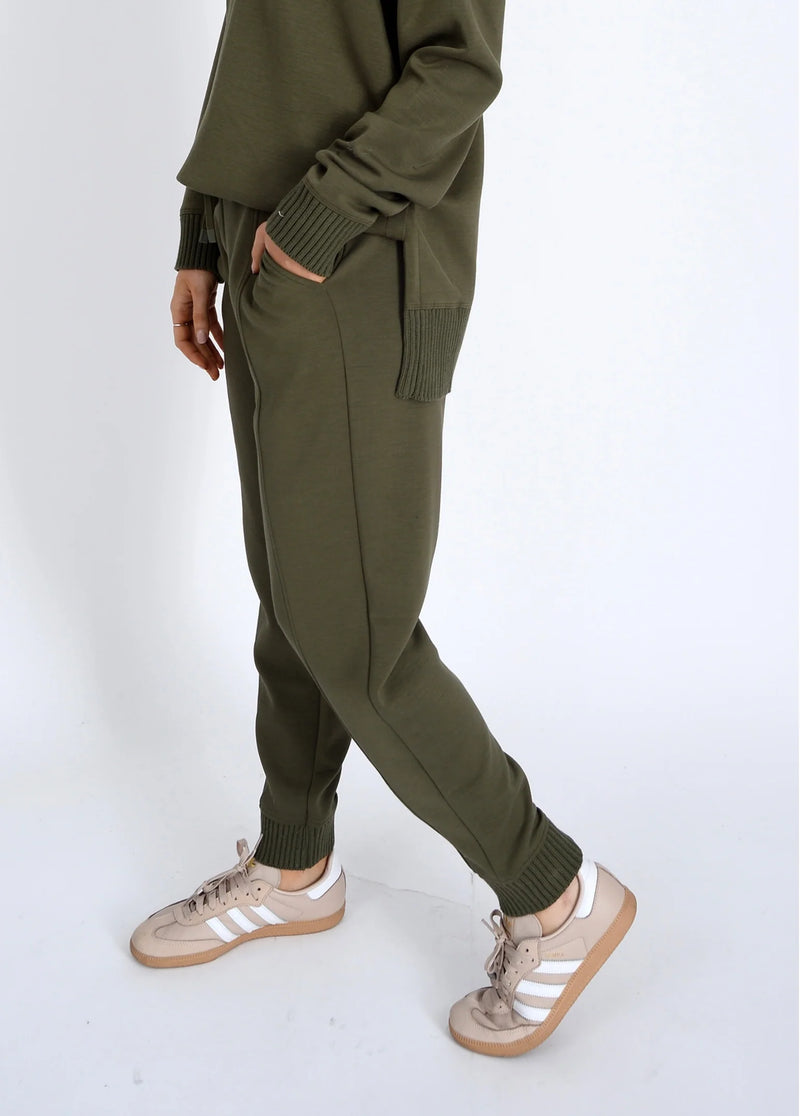 joselle soft knit jogger- olive