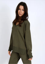 vixie soft knit sweater- olive