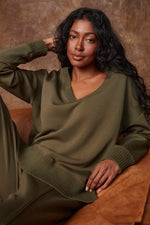 vixie soft knit sweater- olive