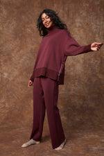 katelyn soft knit mock neck sweater- prune