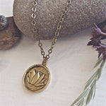 kamala lotus talisman necklace- antique brass