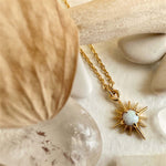 estrella starburst opal charm necklace