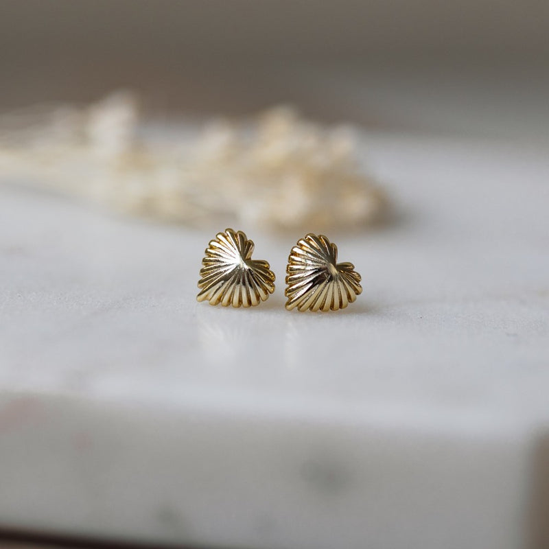 seashell heart studs