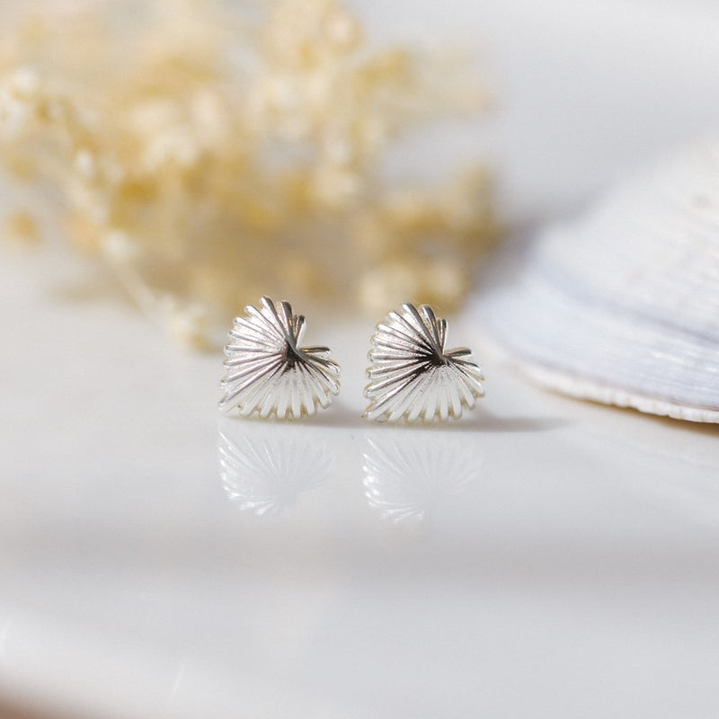 seashell heart studs