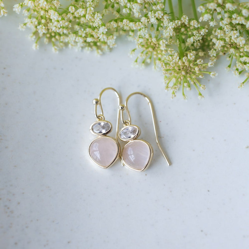 tasia earrings- rose quartz