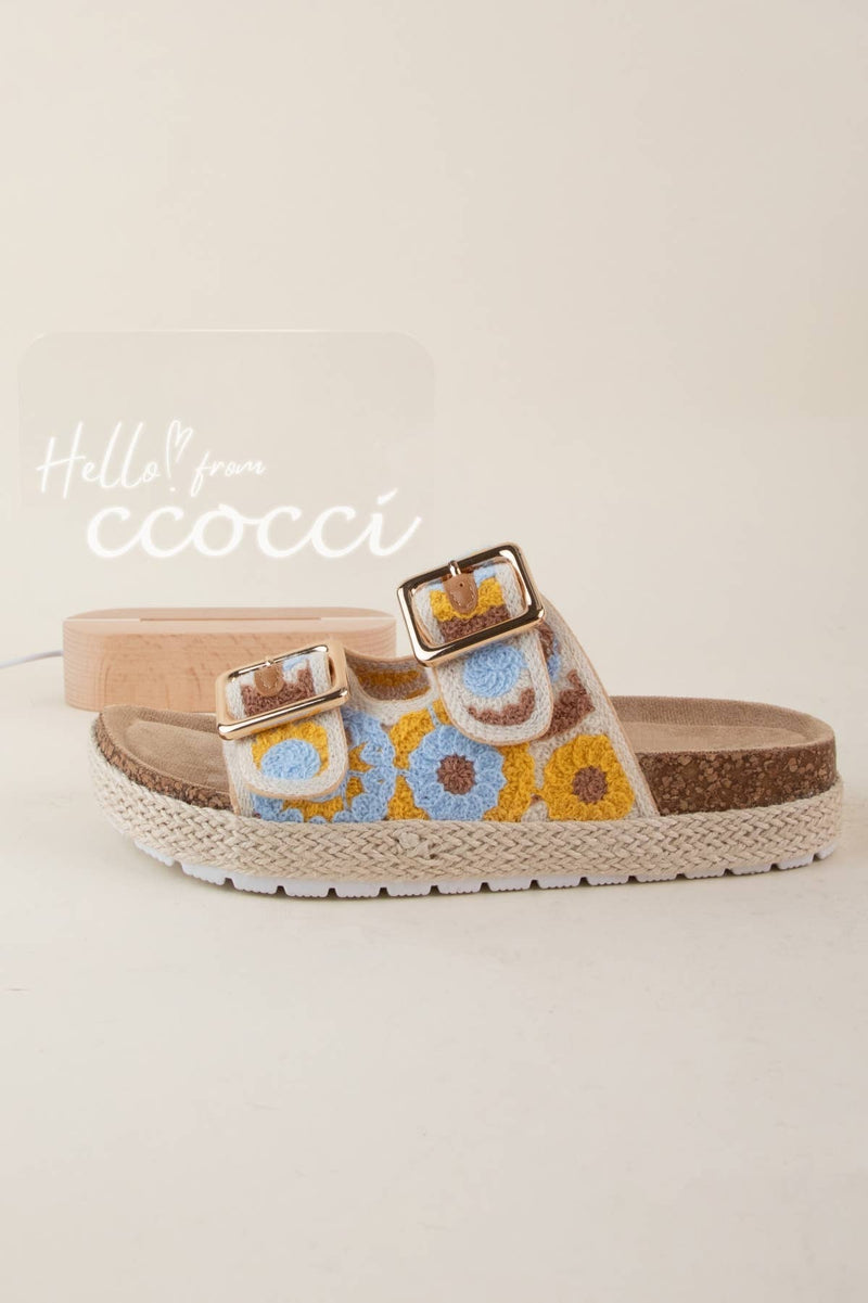 alasia flower crochet platform sandal