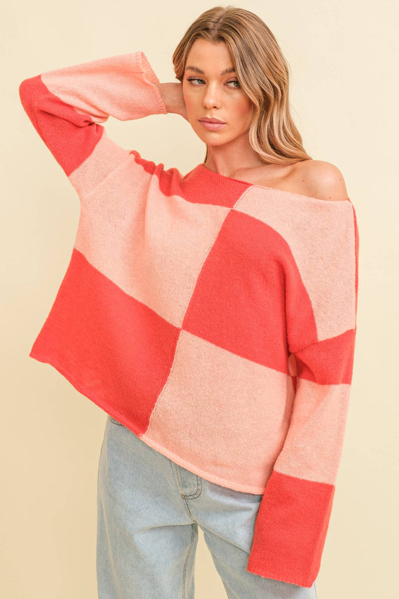 jules checkered sweater top