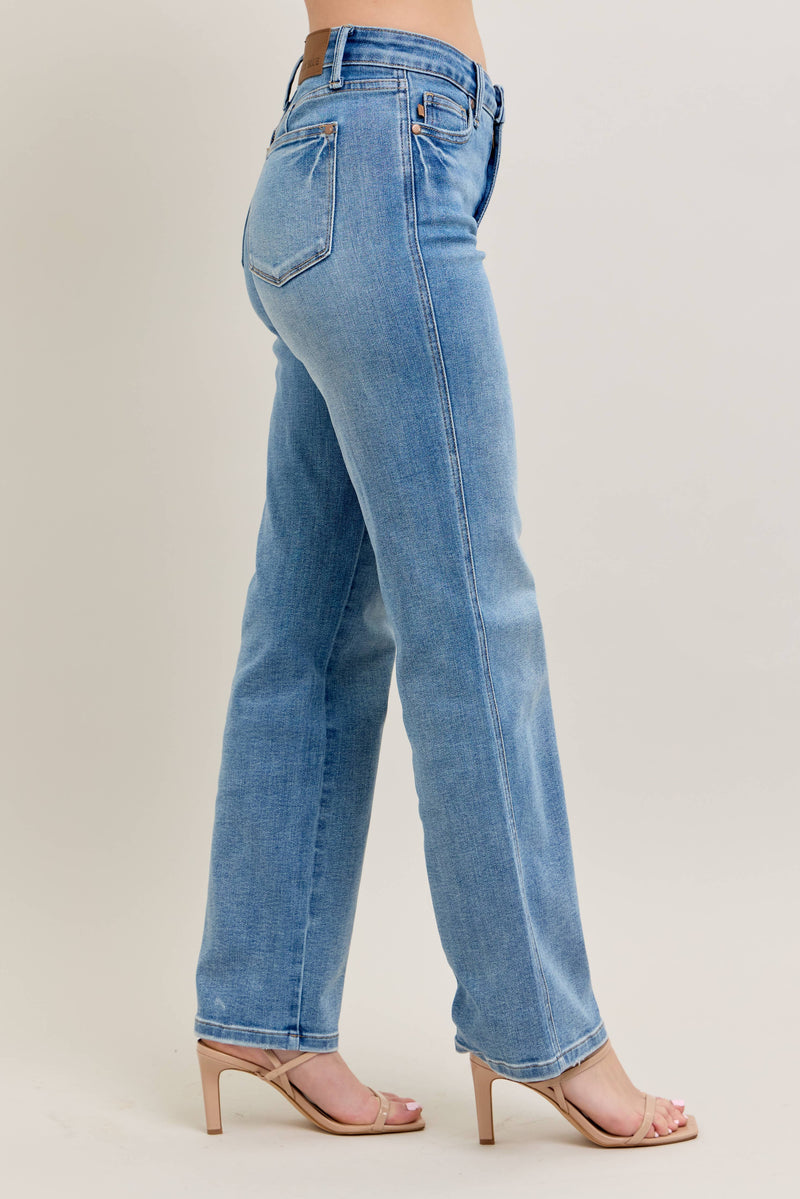 sabrina tummy control vintage wash straight jean