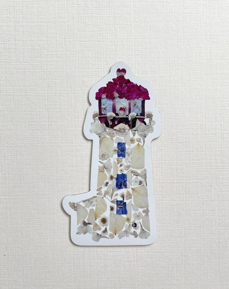 pressed flower lighthouse magnet 3”