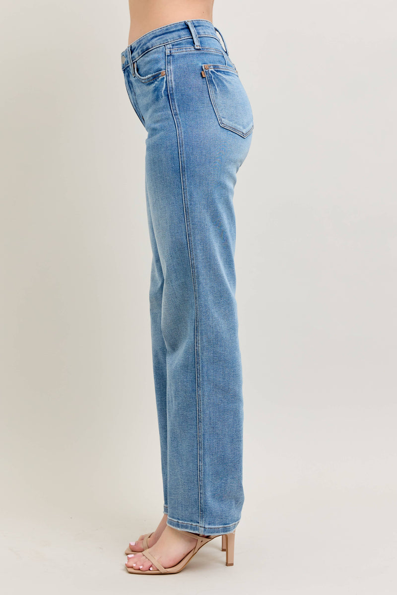 sabrina tummy control vintage wash straight jean