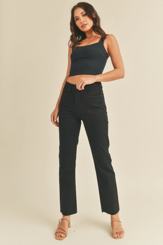 JBD cut off cropped straight leg jean