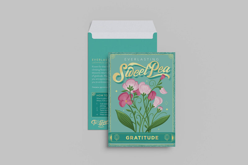 everlasting sweet pea (gratitude)- floriography seed packet