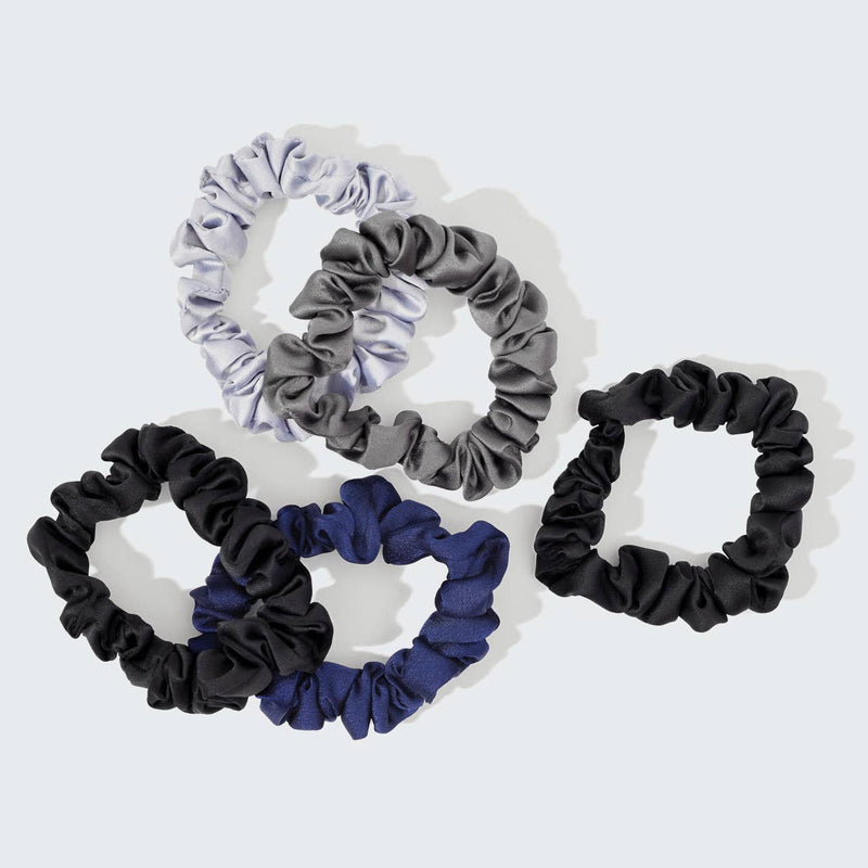 satin petite scrunchies 5pc set- midnight