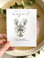 pressed flower lobster magnet 3”
