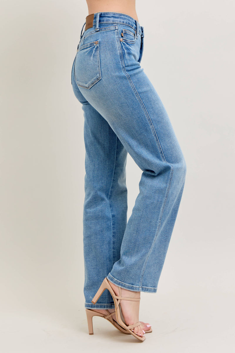 sabrina tummy control vintage wash straight jean