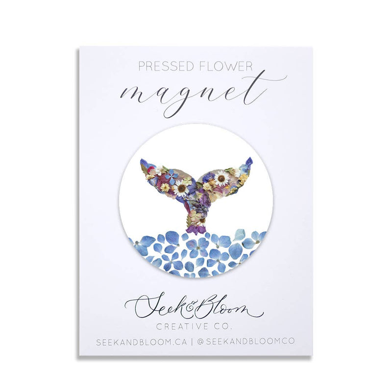 whale tail pressed flower 3” magnet