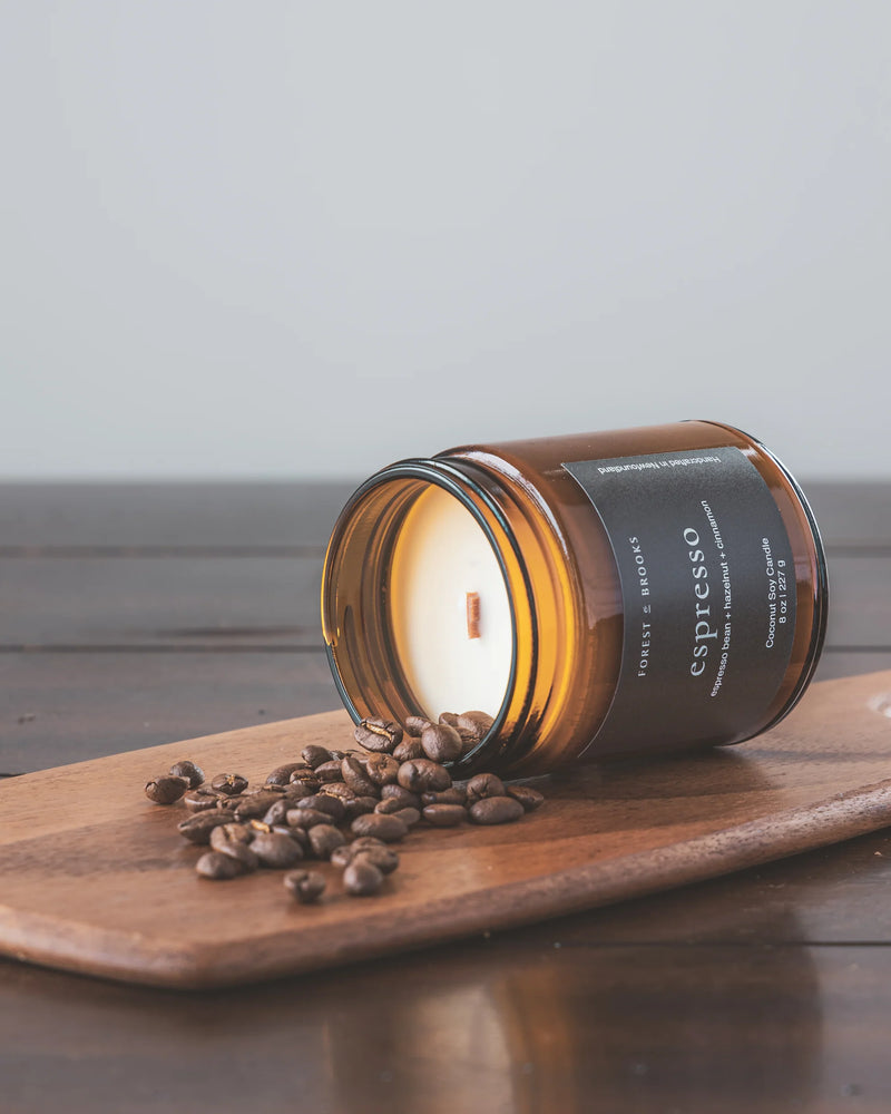 espresso wooden wick candle