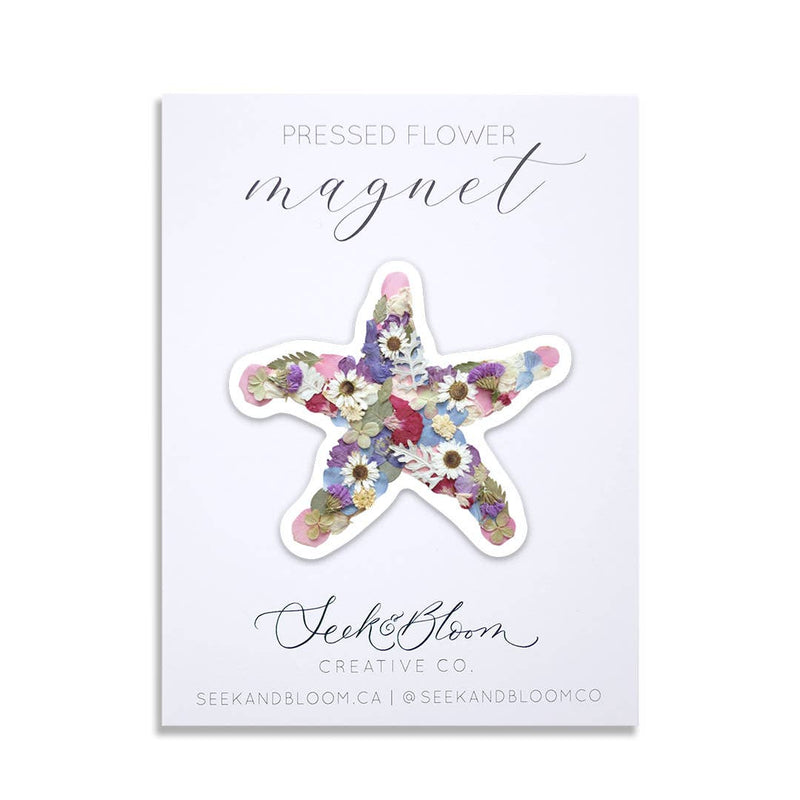 starfish pressed flower 3” magnet