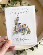 NL pressed flower map magnet 3”