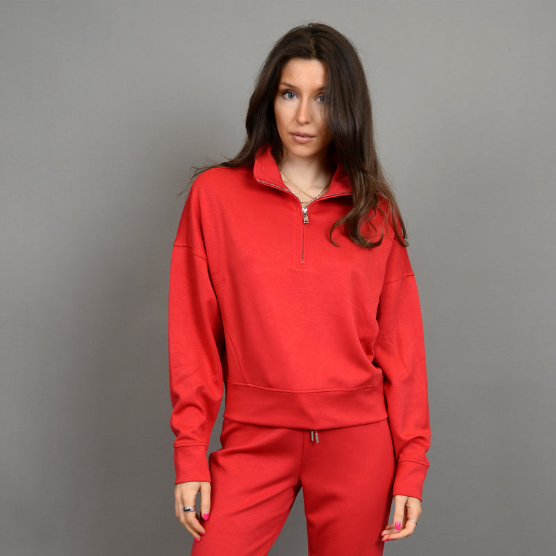 marilyn soft knit half zip pullover- engine red