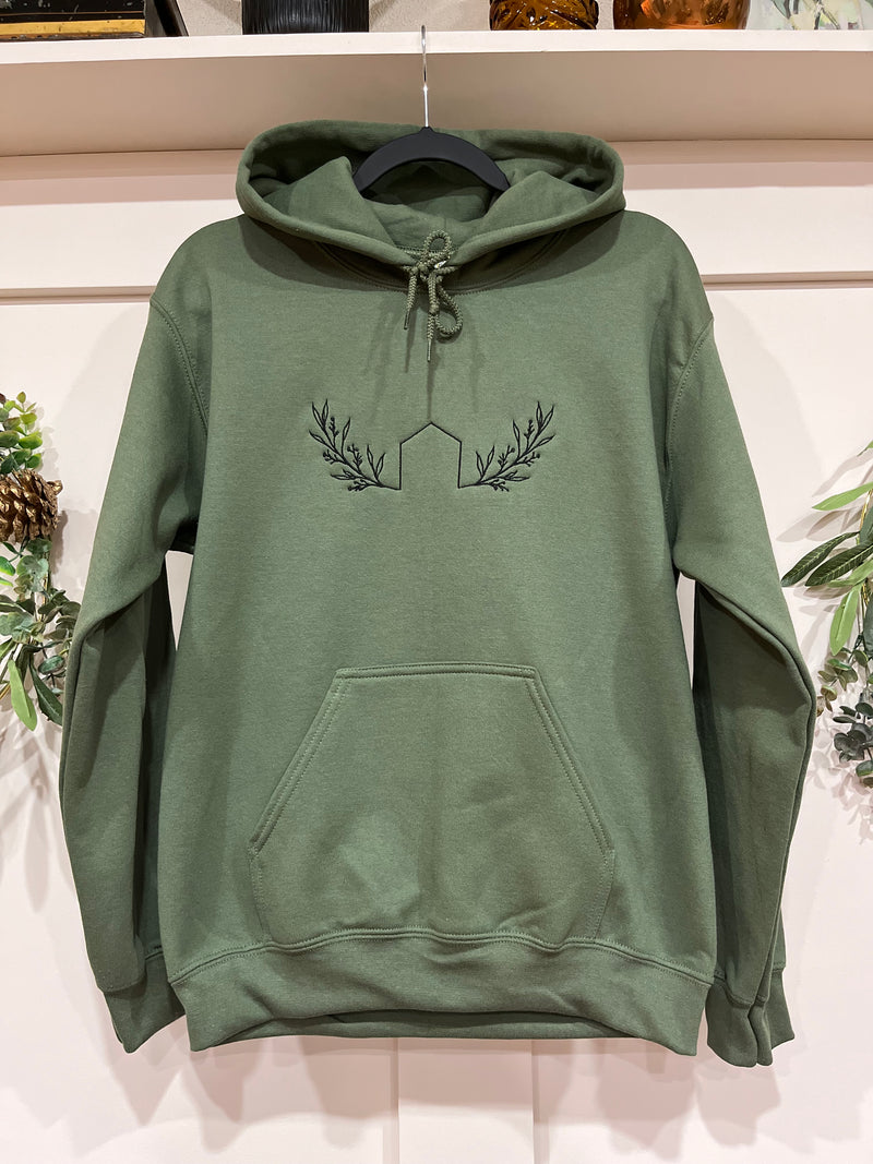 the outport hoodie- military green
