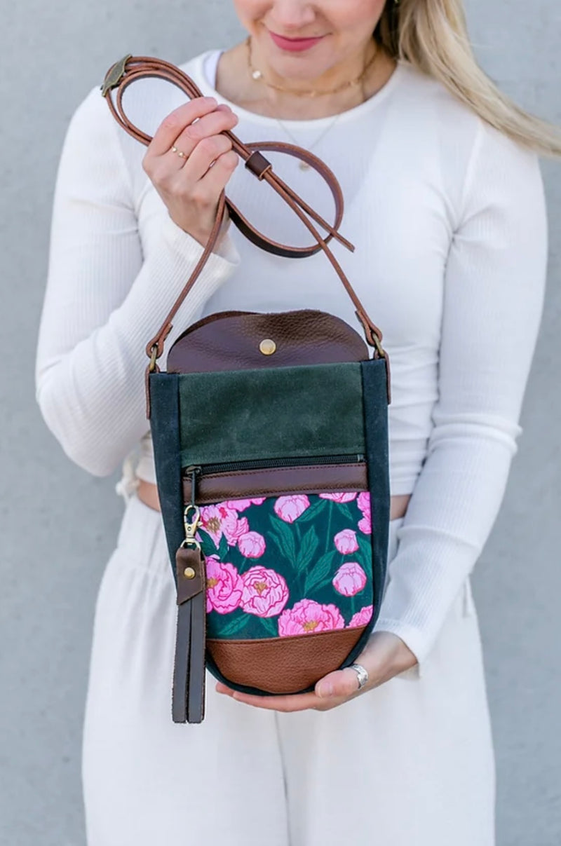 bottle bag- amy floral peonies