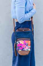 bottle bag- michelle floral + navy body