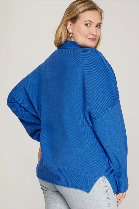 flynn oversized sweater plus- diva blue