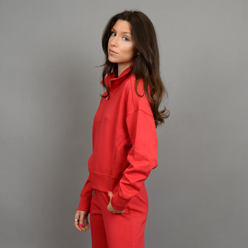 marilyn soft knit half zip pullover- engine red