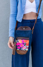 bottle bag- michelle floral + navy body