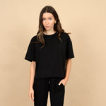 tess soft knit tee- black