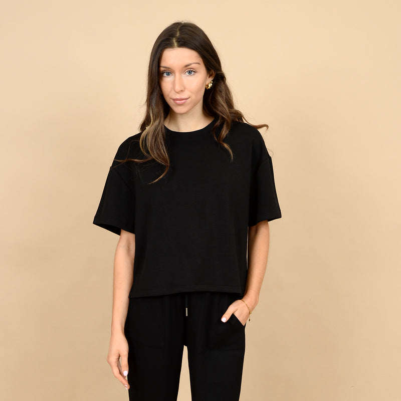 tess soft knit tee- black