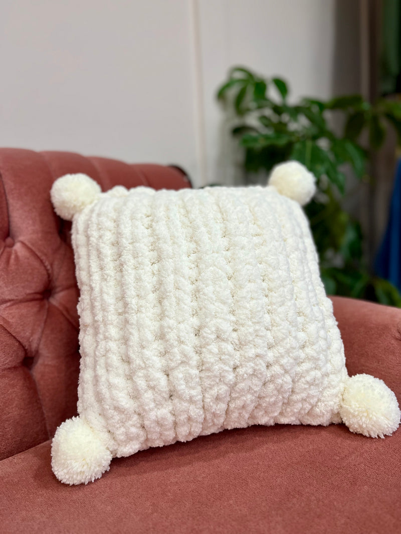 cozy creations x outport square pom pillow